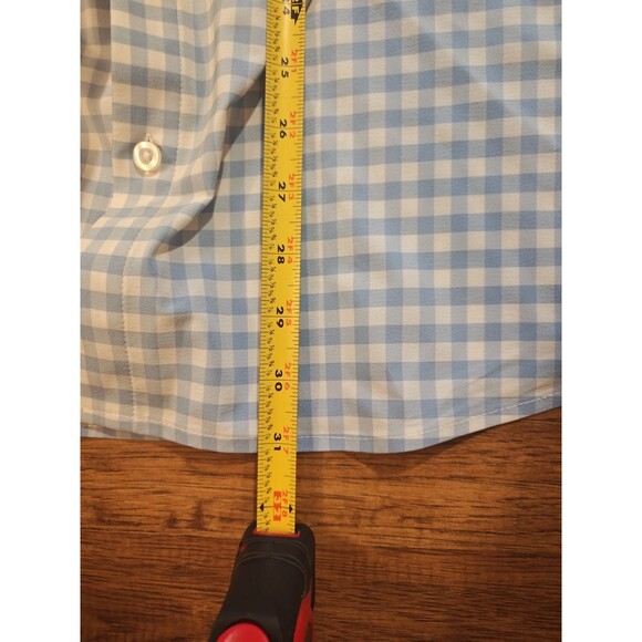 Mizzen+Main Shirt Mens XL Blue Gingham Check Performance Stretch Trim Fit Button - Picture 5 of 7